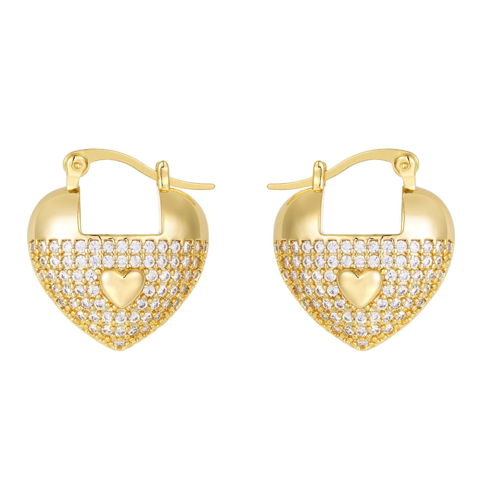 Wholesale Valentine's Day gift copper plated gold inlaid zircon love earrings heart-shaped earrings jewelry